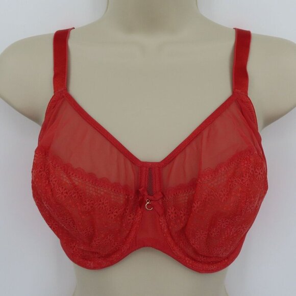 Chantelle 30H US Underwire Bra Coral Orange Lace Revele Moi Perfect FIt C15710 - Picture 14 of 15